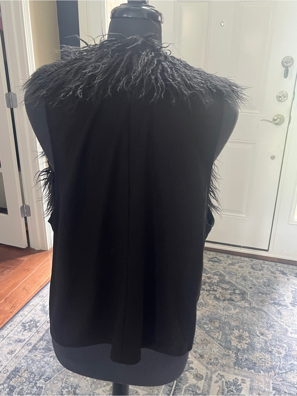 CAbi Black Long Shag Faux Fur Sleeveless Vest - Picture 2 of 5